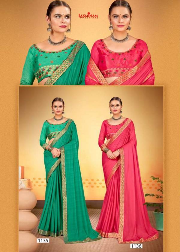 Laxminam Amazon Festive Wear Designer Vichitra Silk Saree Collection
